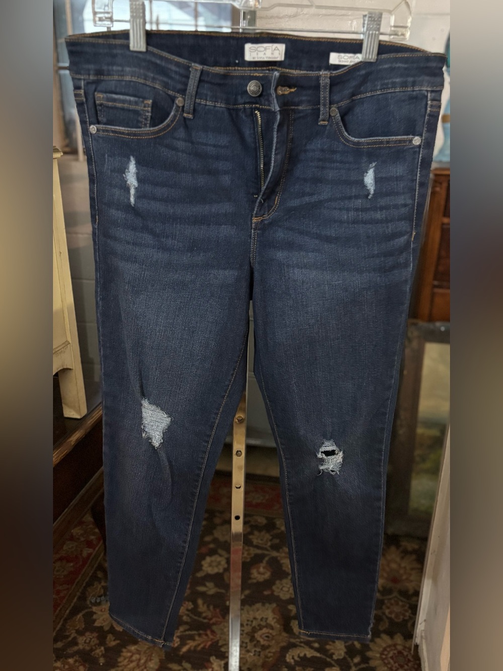 sofia by sofia vergara Dark Blue Distressed Skinny Jeans